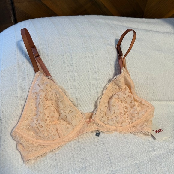 NWT Aerie by American Eagle Lace Bra neutral Color Block Happy 34C - Picture 2 of 9